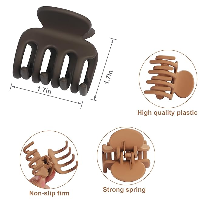 6 Pcs Hair Clips Small Claw Clips for Thin Hair Medium Matte Non-slip Hair Accessories for Women and Girls (Coffee)