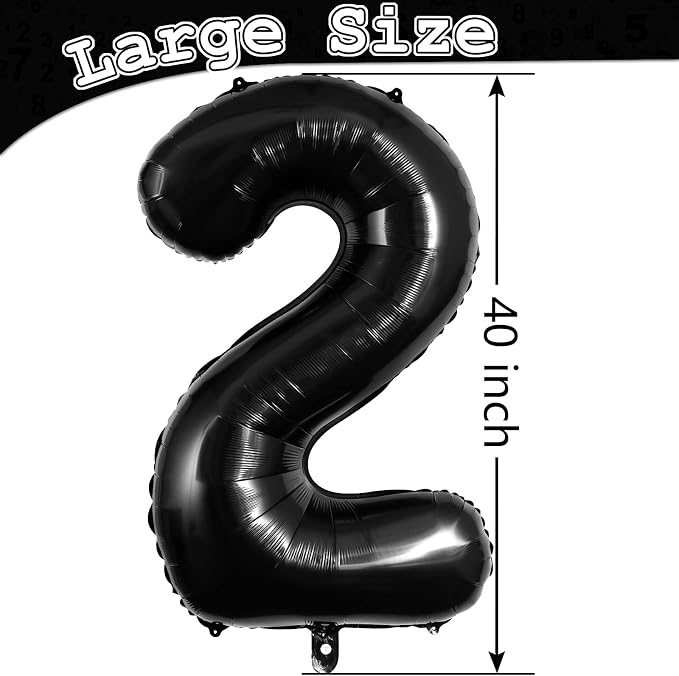 Black Number 2 Balloons 40 Inch Large Foil Balloons, Giant Number Balloon - Image 5