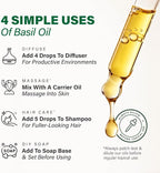 KUKKA Basil Essential Oils - 4 Fl Oz - for Hair, Skin, Diffuser, Aromatherapy & DIY Soap Making Scent