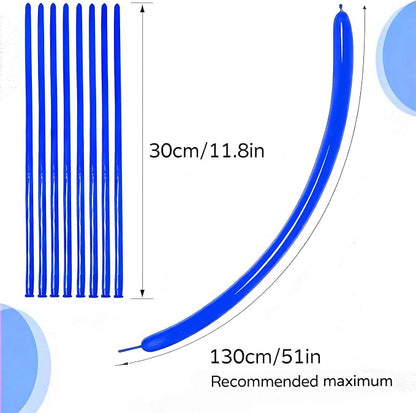 260 Blue Long Balloons for Balloon Garland Thickening Skinny Latex Twisting - Image 3