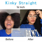 Seamless Kinky Straight Clip in Hair Extensions for Black Women Brazilian Virgin Human Hair Extensions 8Pcs Seamless Clip ins Human Hair with 18Clips Invisible PU Skin Weft 120g 24inch Natural Black