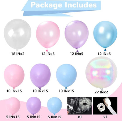 HILAVO Pink Blue Purple Balloons Arch Kit Iridesent Balloons Clear Balloon - Image 2