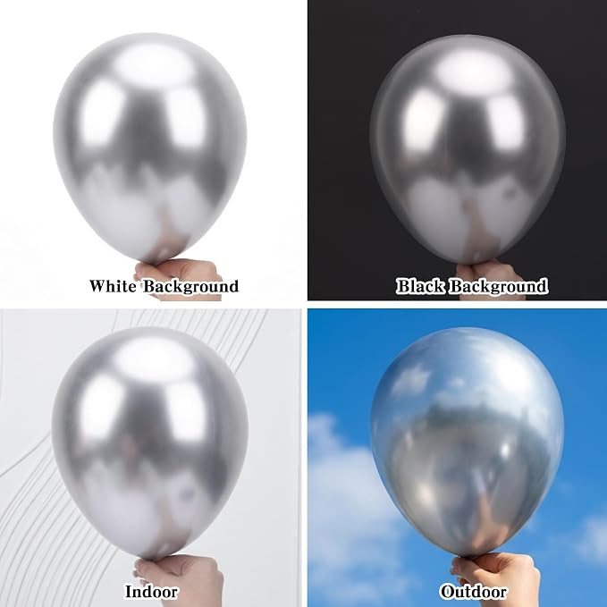 RUBFAC Silver Balloons 65pcs, Metallic Party Balloon 12 Inch - Image 3