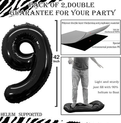 Black Foil Balloons Number 9, Huge Number Balloons - Image 3
