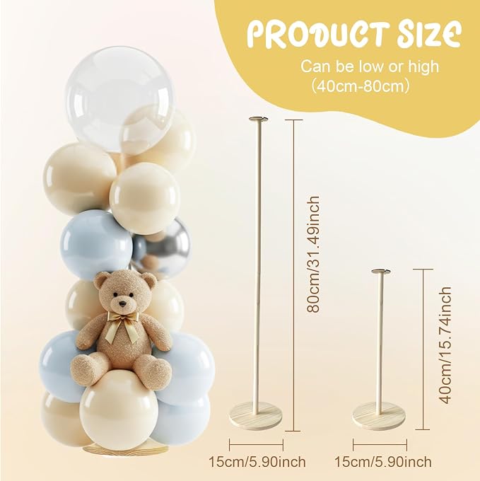 4 Sets Balloon Stands for Table, Wooden Balloon Stand - Image 2