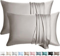 100% Silk Pillow Cases 2 Pack King Size Mulberry Silk Pillowcase for Hair and Skin Set of 2 Highest Grade 6A Silk Soft Breathable Cooling with Hidden Zipper, Grey