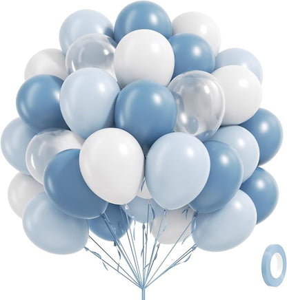 60pcs Dusty Blue Balloons 12inch by Awenztech