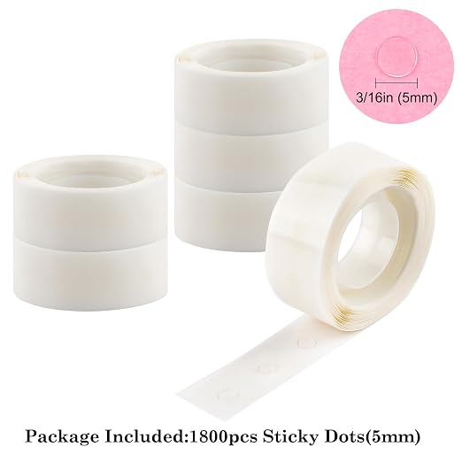 Briartw 1800 Pcs 3/16in Clear Mini Glue Point Dots, 6 Roll Double Sided - Image 2