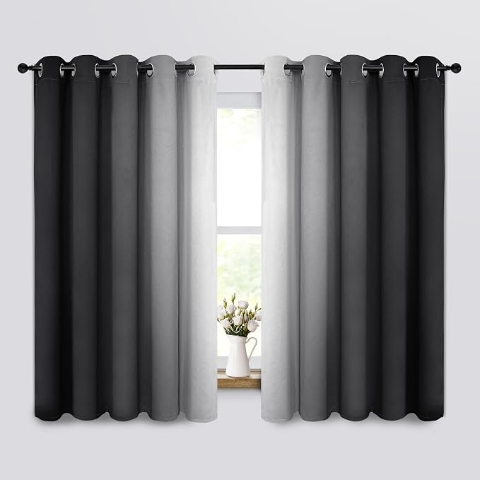 Yakamok Ombre Curtains Black and Greyish White by Yakamok