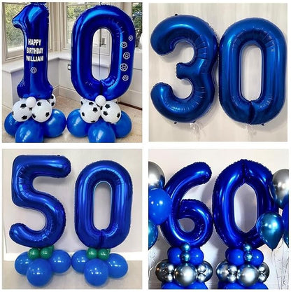 Navy Blue Number 80 Balloons, 40 Inch Dark Blue 80th Birthday Balloons Large - Image 2