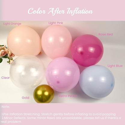Light Pink and Blue Balloon Arch Kit, Princess Gold Pink Rose Orange Balloon - Image 6