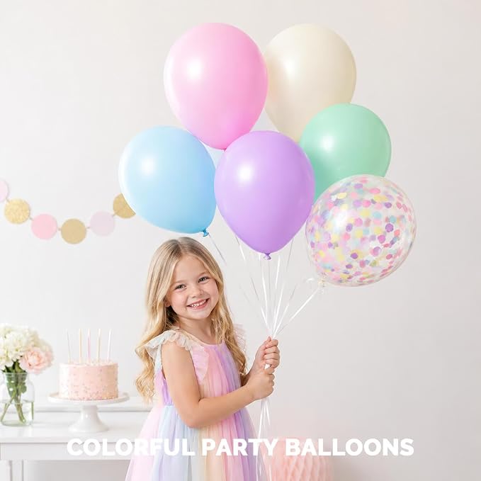 Pastel Balloons for Birthday Party Decorations- 12 Inch Yellow Green Pink Blue - Image 3