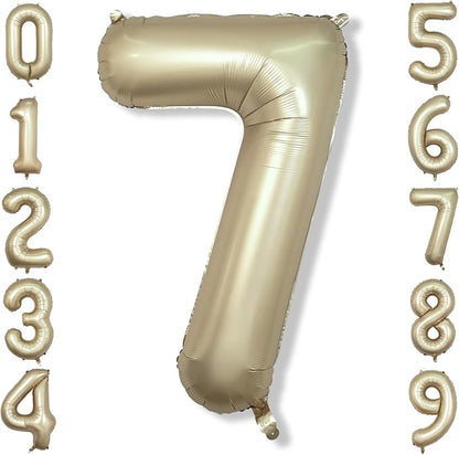 40 Inch Balloon Number 7 Metallic Gold, Large Mylar Foil Light Gold Number by Isndare