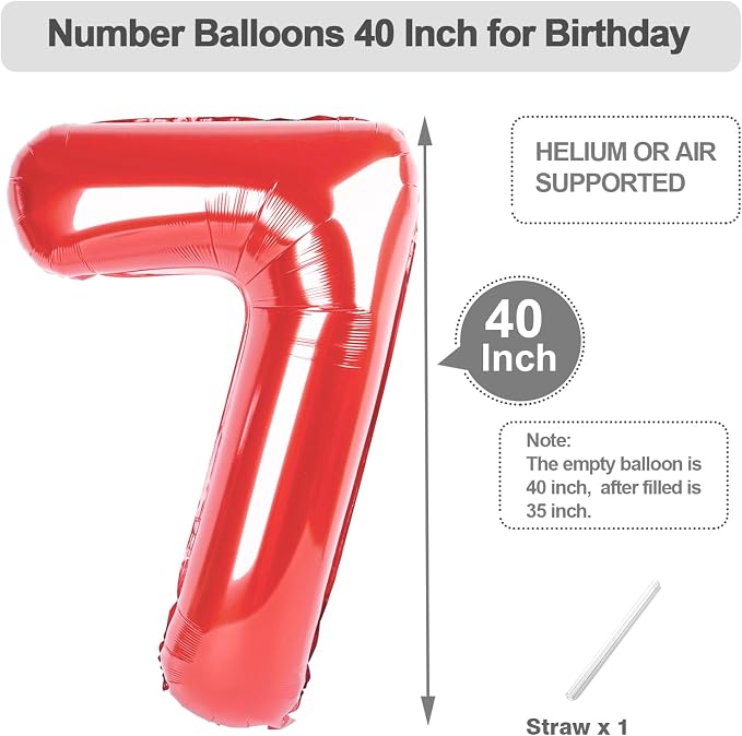 Numbers 26 Balloon 40Inch Red Balloons - Image 5