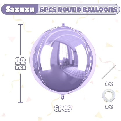 Purple 4D Round Foil Balloons, 22Inch Metallic Purple Balloons - Image 2
