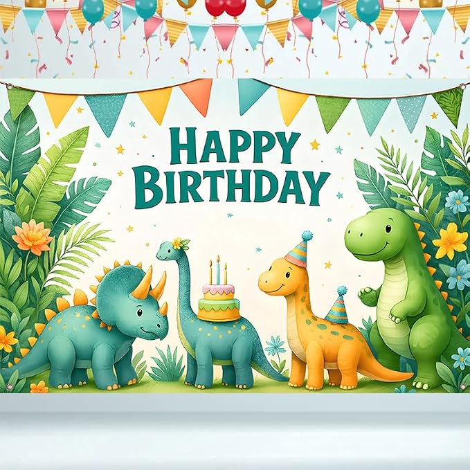 Dinosaur Birthday Decorations Banner 71x43 Inch, Large Dinosaur Birthday Party by ActFirst
