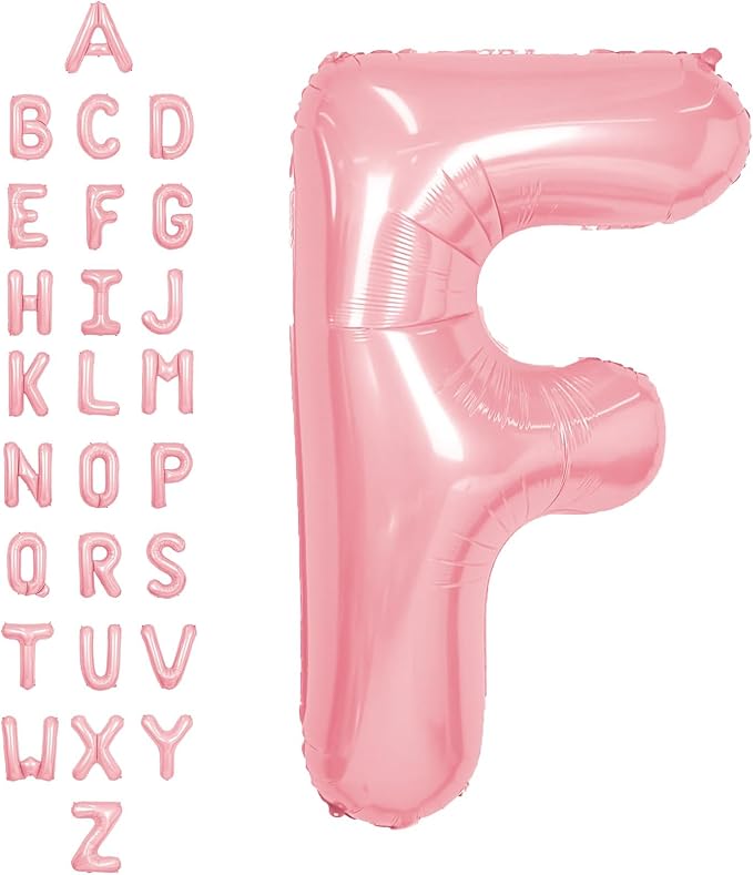 SUWEN 40 Inch Pink Large F Letter Balloons Big Foil Helium A-Z | Jumbo Mylar by SUWEN