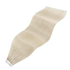 YoungSee Tape in Extensions Platinum Blonde Human Hair Tape in Extensions Blonde Tape in Hair Extensions Human Hair Invisible Tape-in extension Real Human Hair 20 Inch 50g Tapes Extension for Wedding
