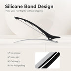 Sndyi Hair Sectioning Clips - Non-Slip Duck Billed With Silicone Band for Styling, Rollers - 6Pcs, Black - for Hairdressers, Barbers, Women, Men