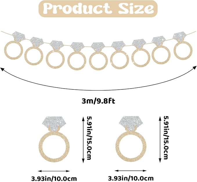 Ring Banner Bachelorette Party Decorations, Bridal Shower Decor | Pre-Strung - Image 2