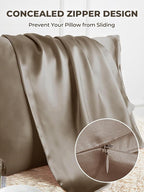 Mulberry Silk Pillowcase for Hair and Skin, SGMSILK 22 Momme Natural Silk Pillow Cases with Zipper, 6A Soft and Smooth Single Sided Pure Silk Pillow Cover (Dark Brown, King 20"x36")