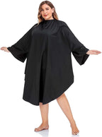 PERFEHAIR Professional Salon Client Hair Cutting Cape Gown, Barber Haircut Cape with Sleeves - Black