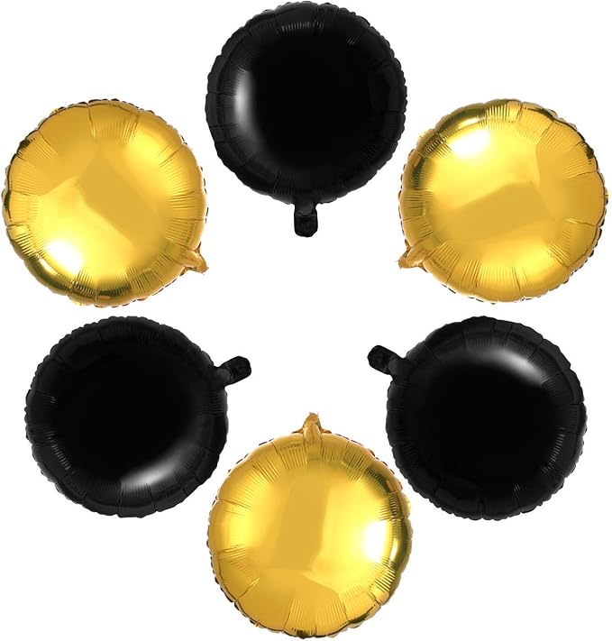Black Gold Foil Mylar Round Balloons 20 pcs 18 Inch Metallic Party Balloons - Image 4