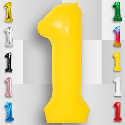 Yellow Number Balloon 1 Mylar Foil Macaron Balloons 40 inch - Image 6
