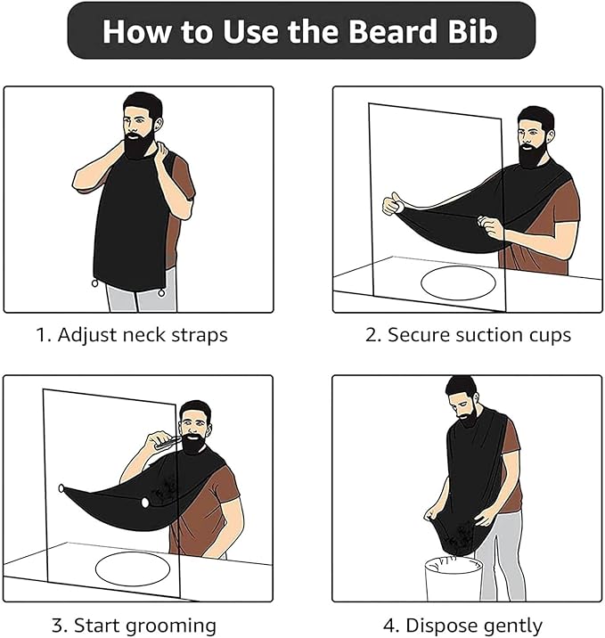 Men's Shaving Accessory Full Moon Black Crow Raven Bird, Waterproof Beard Apron with Hair Catcher & Suction Cups