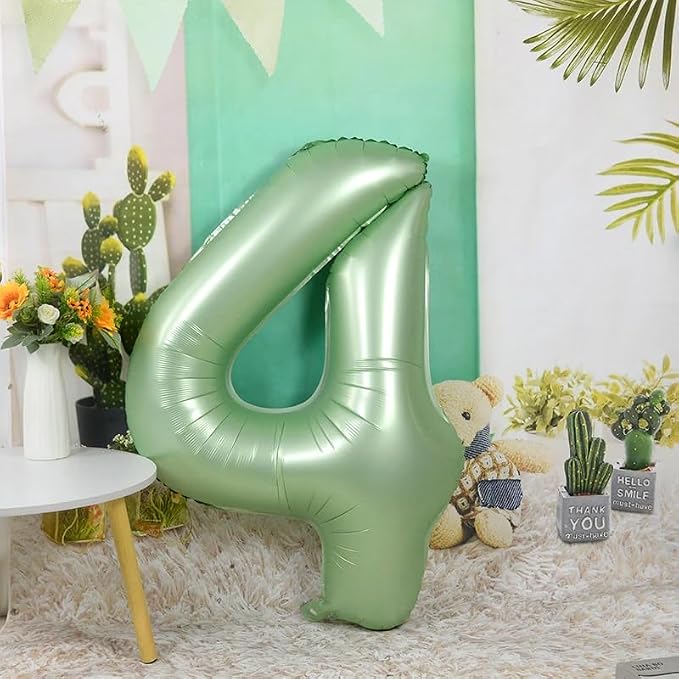 7 Balloon Numbers Birthday Decorations, 40In Sage-Green Balloons - Image 6