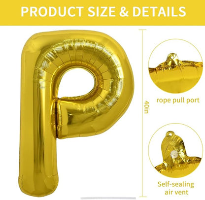 TONIFUL 40 Inch Large Gold Letter P Foil Balloons Alphabet Balloons | Giant - Image 2