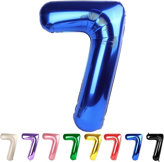 7 Balloon Numbers Party Decorations, 40In Dark Blue Balloons by Mluchee