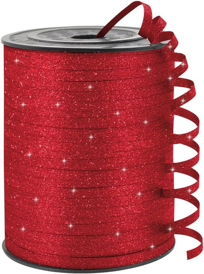 Red Glitter Curling Ribbon, 1/5" Wide x 500 Yards Christmas Curling Ribbons by KMERLIFE