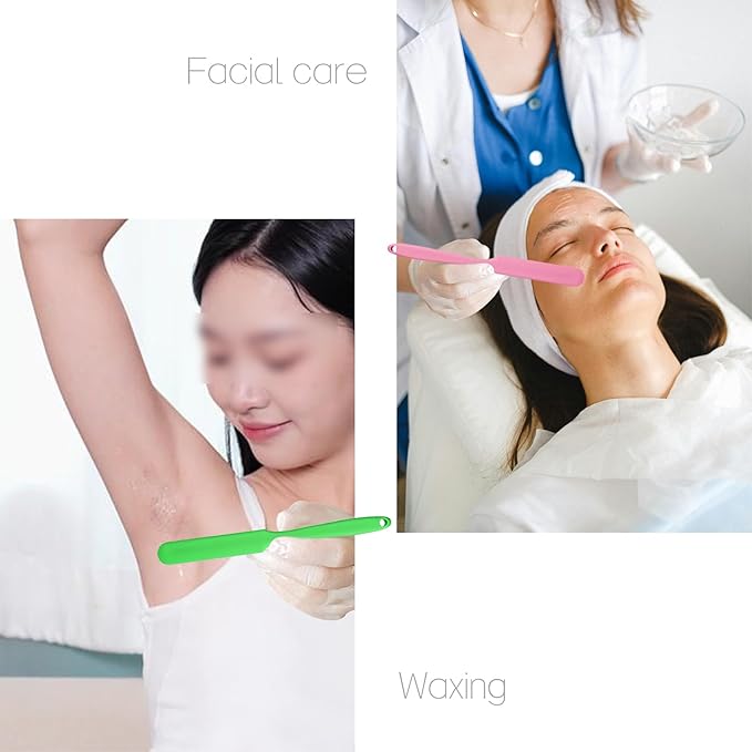 4-PCS Non-Stick Reusable Wax Silicone Spatula, Silicone Waxing Applicators for Hair Removal, for Home Salon Body Use (Pink&Purple&Yellow&Green, size 4)