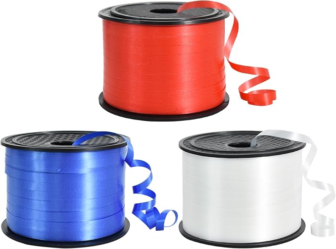 TONIFUL Blue Red White Curling Ribbon Balloon String Gift Wrapping Decor | 300 by TONIFUL