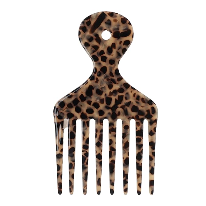 VOCOSTE Hair Picks for Curly Hair, Gentle Detangling Wide Tooth Comb, Afro Pick, Hair Pick Comb, Hangable Hair Styling Tool for Hair Care, Black Brown