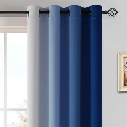 Yakamok Ombre Curtains Royal Blue and Greyish White - Image 3