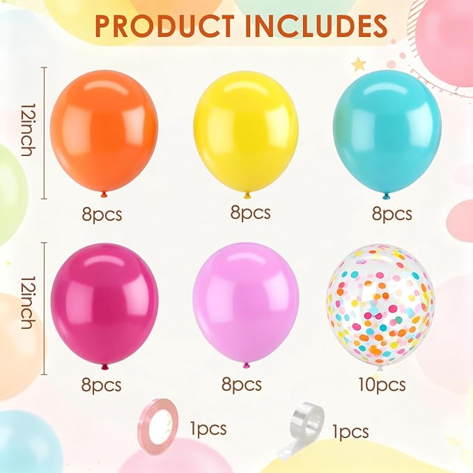 Zesliwy Summer Rainbow Tropical Balloons, Party Decor | Orange Pink Yellow Teal - Image 2