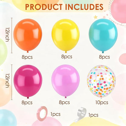 Zesliwy Summer Rainbow Tropical Balloons, Party Decor | Orange Pink Yellow Teal - Image 2