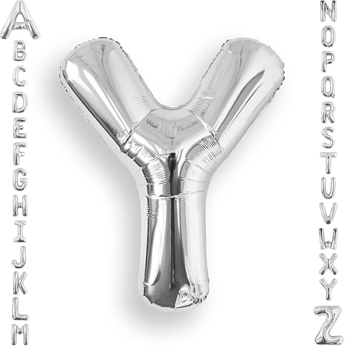 AULE 40 Inch Silver Y Balloon Letter Foil A-Z Birthday Big Alphabet | Birthday by AULE