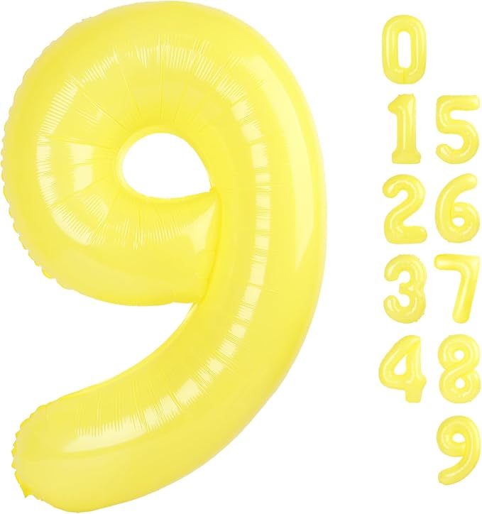 9 Balloon Number 40 Inch Yellow Balloons by Mluchee