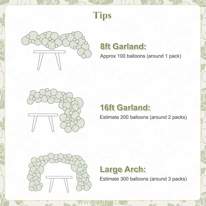 Sage Green Balloon Arch Kit for Baby Shower Bridal Shower Decorations | 132Pcs - Image 6