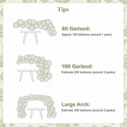 Sage Green Balloon Arch Kit for Baby Shower Bridal Shower Decorations | 132Pcs - Image 6
