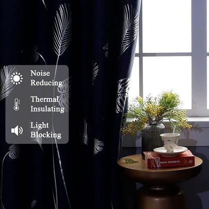 Silver Blackout Curtain for Bedroom 100W x 96L Inch Length Palm Tree Design - Image 6