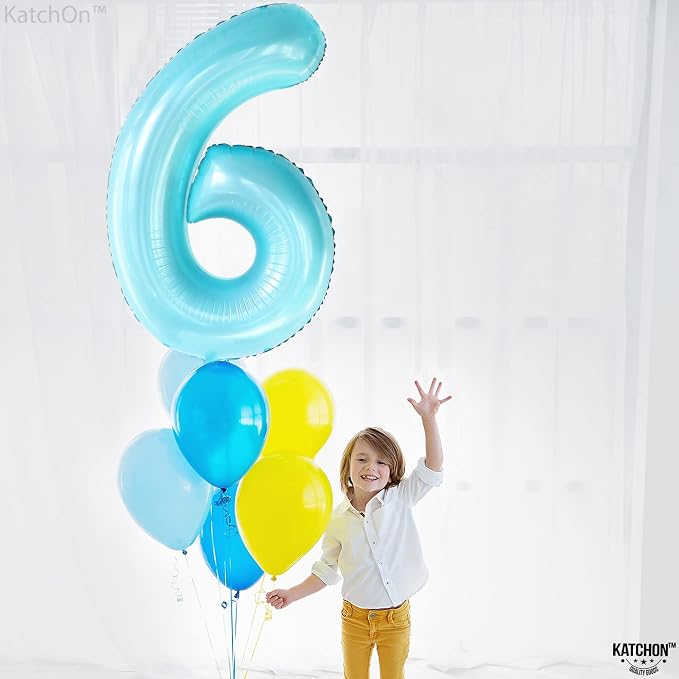 KatchOn Giant Light Blue Number 6 Balloon - Image 6