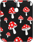 Soft Salon Barber Cape Fashion Soft Hair Cutting Cape with Adjustable Closure Cute Cartoon Red Mushrooms