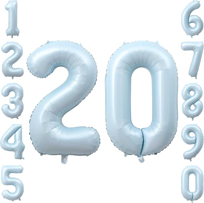 Baby Blue Number 20 Balloon 40 Inch, Foil Digits Milestone Party Supplies | by Unknown