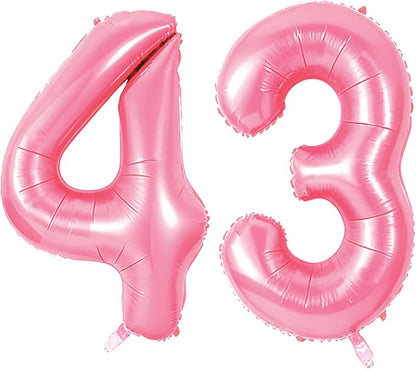 Number 43 Balloons for 43rd Birthday Party Decorations, 0-100 Large No.43 by Joycard