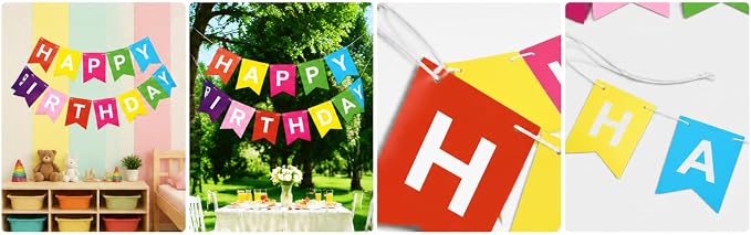 Letjolt Colorful Happy Birthday Banner Kids Party Signs 13 Pcs | Bunting - Image 4