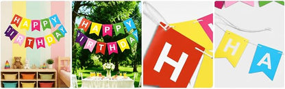 Letjolt Colorful Happy Birthday Banner Kids Party Signs 13 Pcs | Bunting - Image 4